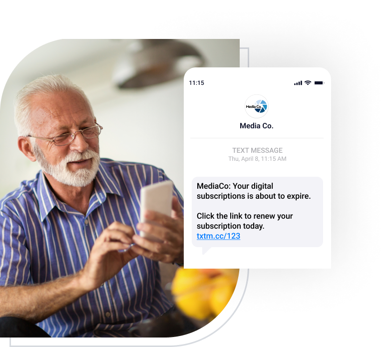 Man receives SMS to renew his magazine subscription