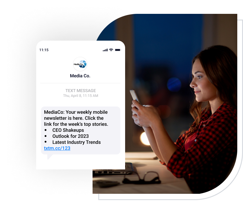 Girl receiving weekly SMS newsletter