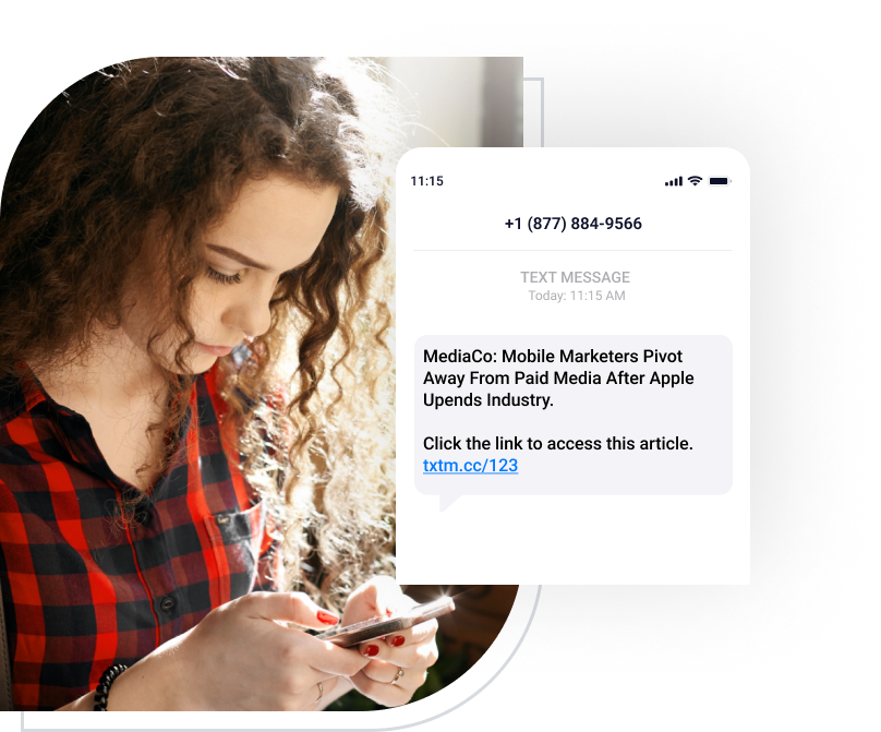 woman receiving sms newsletter