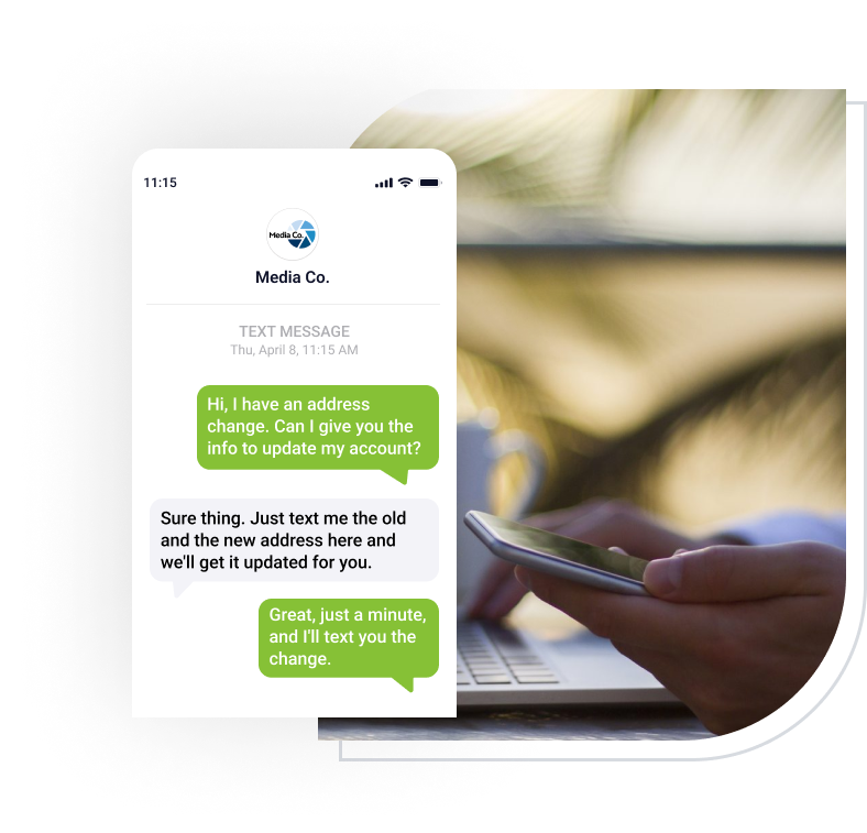 Two-way texting customer with magazine